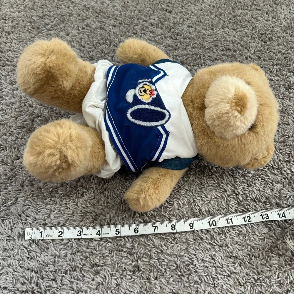 Vintage Build a Bear Teddy Bear Cheerleader Outfit Denim Backpack‎